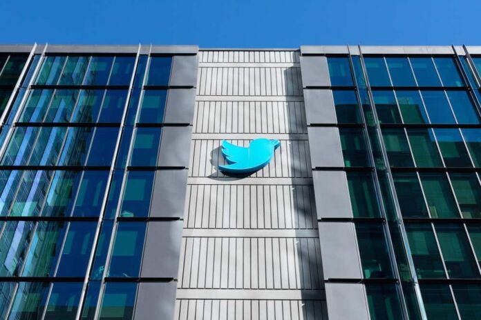 Twitter,Logo,,Sign,On,Headquarters,Campus,Building.,Twitter,Is,An