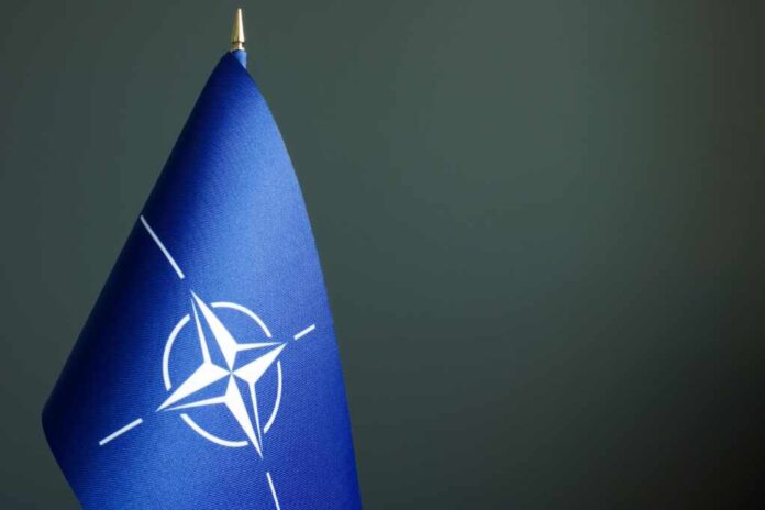 Kyiv,,Ukraine,-,June,27,,2022.,Nato,Flag,And,Empty