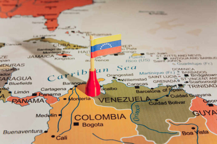 Venezuela,Flag,On,Venezuela,Map