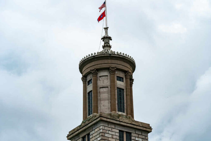 Tennessee,State,Capitol,Building,In,Nashville,,Tn,On,A,Cloudy