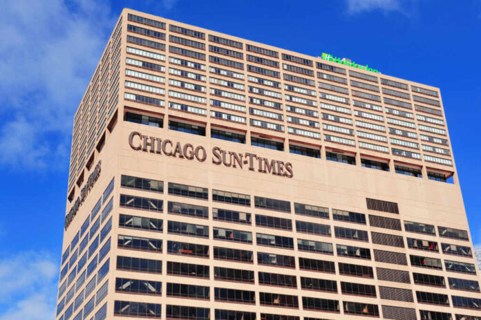 Chicago,,Il,-,Oct,1:,Chicago,Sun-times,Building,Closeup,On