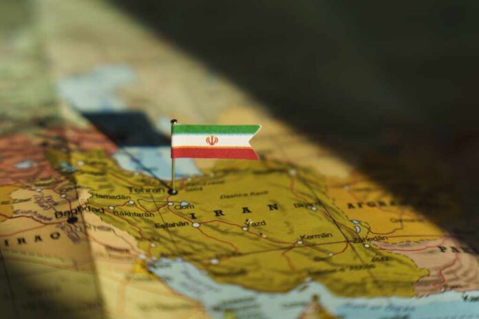 Iran,Flag,On,Middle,East,Geopolitical,Map.,High,Quality,Photo