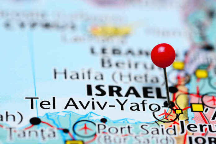 Tel,Aviv,Pinned,On,A,Map,Of,Israel