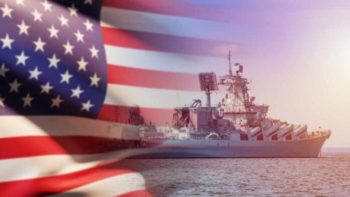 Navy,,Naval,Forces,Of,Usa.,Flag,Of,America,Next,To