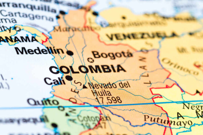 Close,Up,Of,A,World,Map,With,Colombia,In,Focus