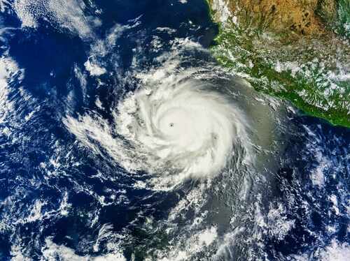 Satellite image of a powerful hurricane over the ocean
