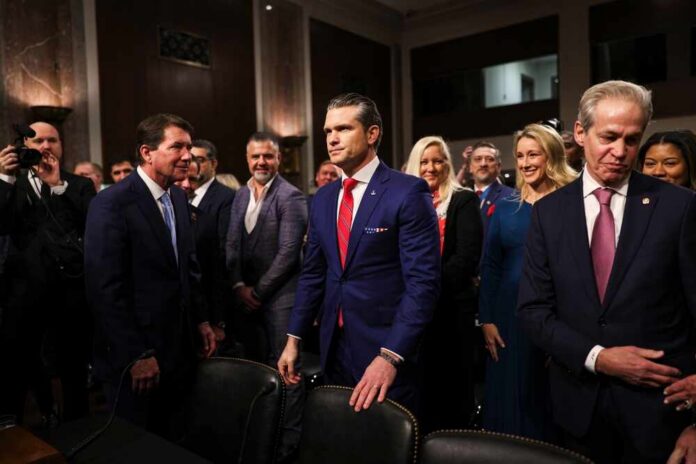 A group of individuals in formal attire at a congressional hearing