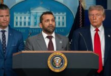A press conference at the White House with officials speaking