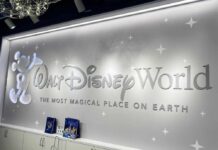 Walt Disney World logo displayed on a wall with decorative elements