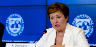 IMF Managing Director speaking at a press conference