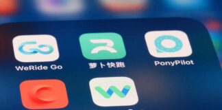 Close-up of various transportation-related mobile app icons