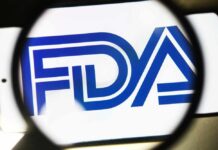 Magnifying glass focusing on the FDA logo