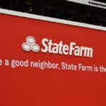 State Farm advertisement with slogan on a red background