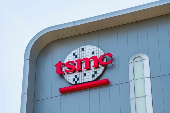 TSMC logo displayed on a modern corporate building