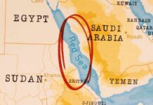 Map highlighting the Red Sea and surrounding countries