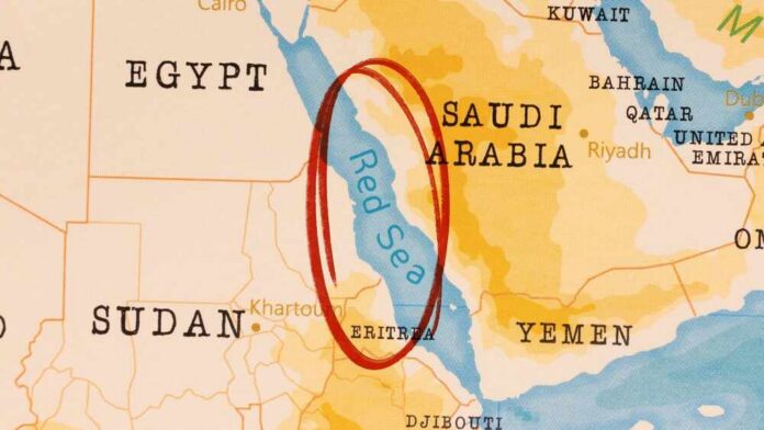 Map highlighting the Red Sea and surrounding countries