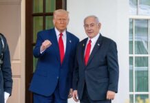 Netanyahu Cornered—Trump’s Party Grip Changes Everything Donald Trump and Benjamin Netanyahu standing together at the White House