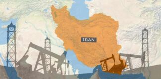 Trump’s Hard Line: Comply—Or Get Hit Map of Iran highlighting oil production areas with oil rigs in the foreground