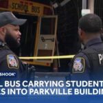 School bus carrying Maryland School for the Blind students crashes into Parkville building