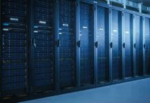 Big Tech Thirst Hits Drought Towns Row of server racks in a data center