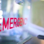 Emergency room entrance sign in red letters