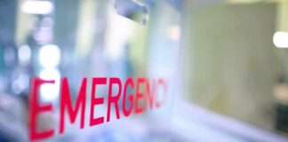 Nurse Impaled, Rejects Helicopter Rescue Emergency room entrance sign in red letters