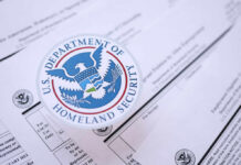 Close-up of U.S. Department of Homeland Security seal on official documents