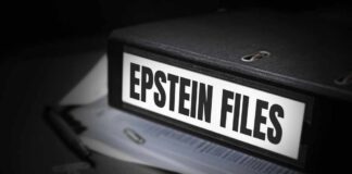 Epstein Ties Resurface — Andrew Cornered A black binder labeled 'Epstein Files' with papers and a pen beside it