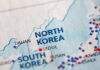 Close-up map showing North Korea and surrounding regions