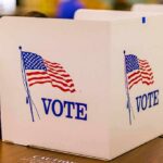 Seven Busted – Texas Voting Shock voting booth with American flag graphics