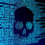 Coast Guard Storms Tanker Over Cyber Menace skull silhouette in blue computer code