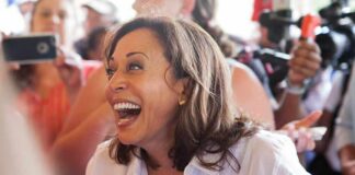 smiling woman in a crowd