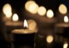 Tealight candle with soft glowing flame