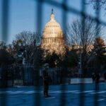 Midday Chaos – Driver Demands Trump Meeting U.S. Capitol behind security fencing and guards on a street