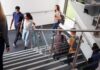 Students walking on a school staircase