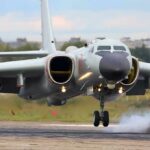 Bomber Exodus After UK Terror Scare Military jet bomber landing on runway