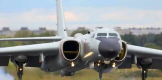 Bomber Exodus After UK Terror Scare Military jet bomber landing on runway