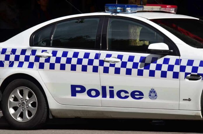 shutterstock_190382666 Police car with blue checkered livery and roof lights