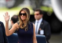 Melania’s Cease-Fire – White House Claims Wild Ukraine Pause Melania Trump waving while wearing sunglasses outdoors
