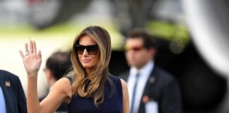 Melania’s Cease-Fire – White House Claims Wild Ukraine Pause Melania Trump waving while wearing sunglasses outdoors